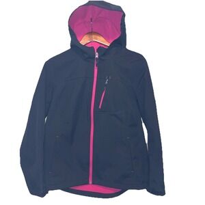 Free Tech Hooded Jacket Women's 1X  Full Zip Softshell Lined Pink Casual Coat